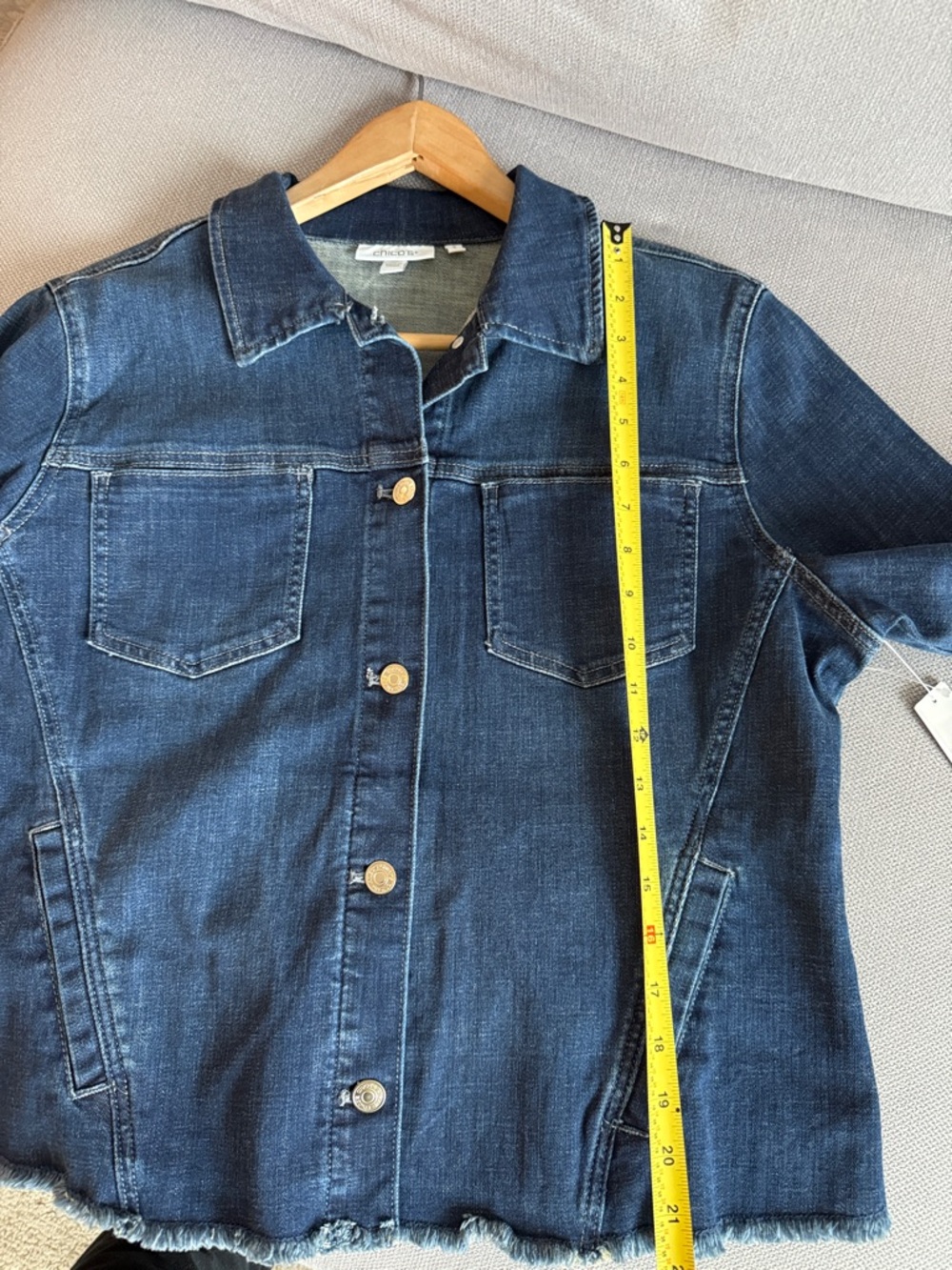 Chico's Frayed Classic Pineapple Embroidery Jacket Size L NWT - Picture 6 of 8